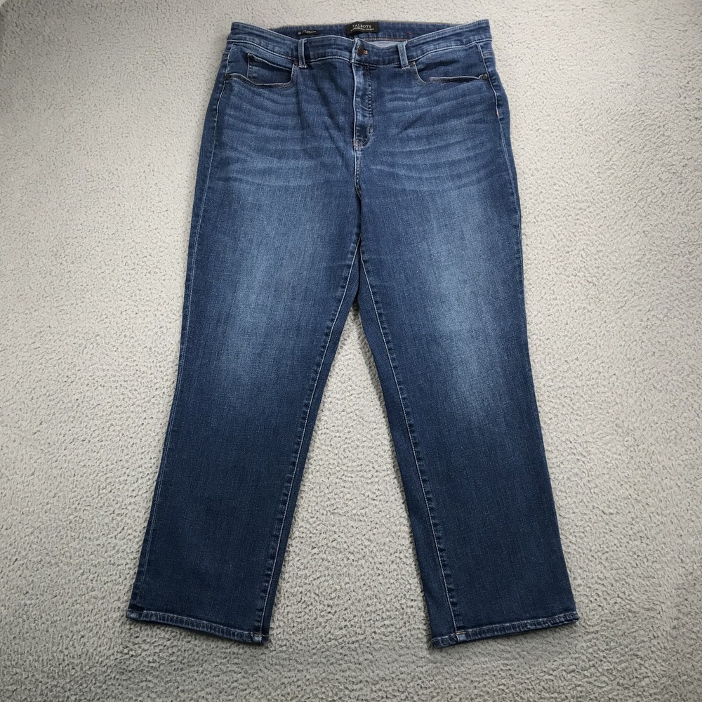 TALBOTS Jeans Size 16 Slim Straight High Waist Medium Wash Denim 36x27